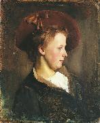 Paul Raud A Lady in a Red Hat oil